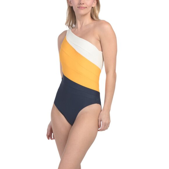 SUMMERSALT White/Yellow Made In Usa Sidestroke One-piece Swimsuit - Picture 1 of 2